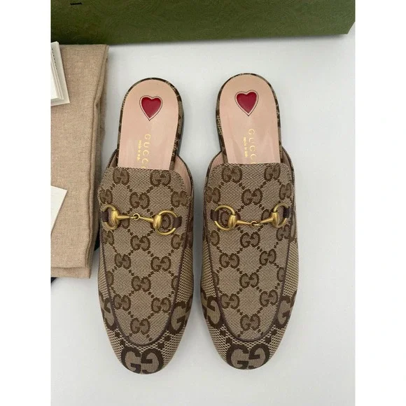 Gucci Princetown Horsebit Jumbo GG Flats Loafer Slip Sandal Mule Slides 37 - Picture 5 of 12
